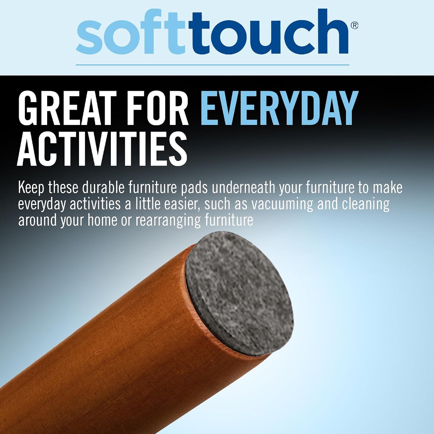 SoftTouch 1.5" Round Reusable Felt Furniture Sliders for Hard Surfaces, Noise-Reducing Adhesive Moving and Protective Pads for Cabinets, Chairs, Tables & Decorative Items Set of 48, Brown