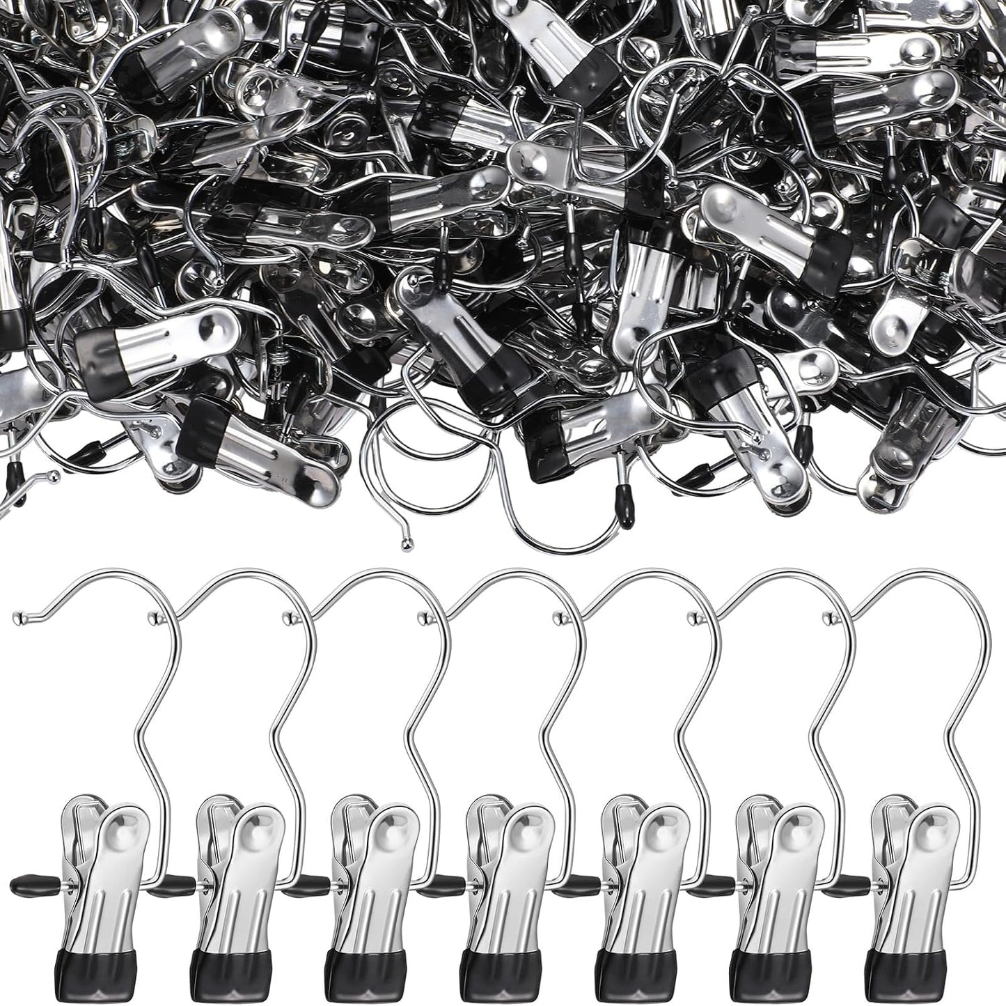 Yinder 150 Pcs Boot Hangers Clips Laundry Hooks Hanging Stainless Steel Clothes Pins Portable Clip Hangers for Closet Travel Socks Pants Handbags Hats Towels (Beige)