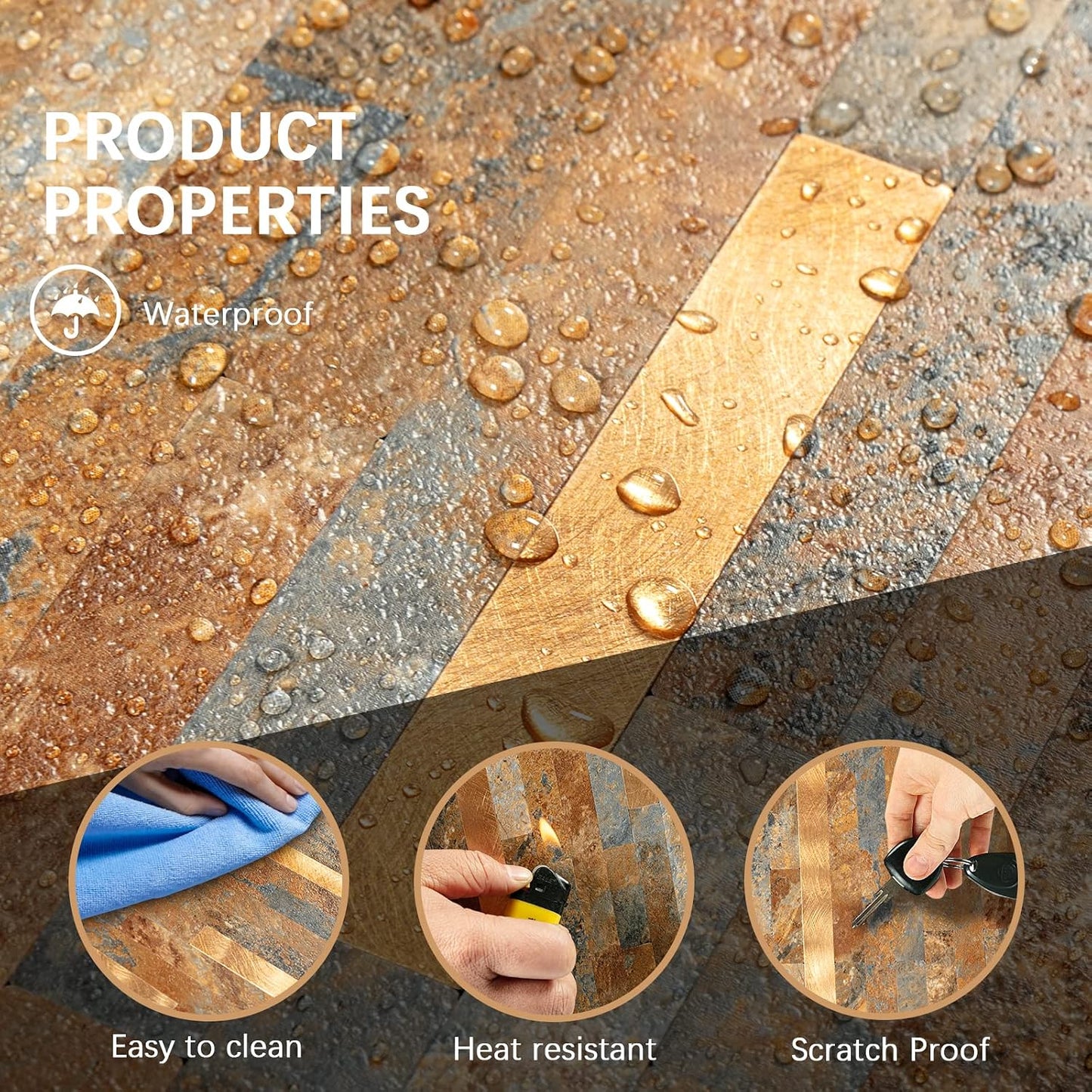 Midcard 10 Sheets Peel and Stick Backsplash PVC Wall Tile,for Kitchen Backsplash