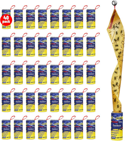 16 Pack Fly Traps Strips Indoor Outdoor, Flies Paper Sticky Hanging with Pins, Fruit Fly Tape Ribbon Roll for Home, Bug & Gnat Catchers for Inside, House Fly Killer for Winged Insect, Mosquito
