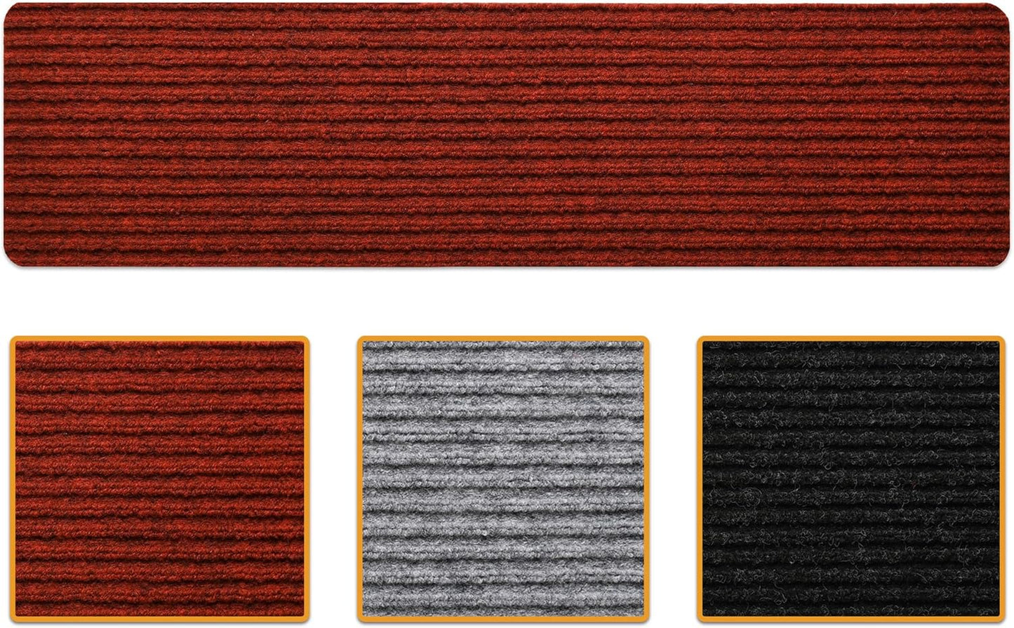 Ottomanson Non Slip Stair Treads Indoor – Peel and Stick Carpet Stair Treads for Wooden Stairs, Self Adhesive Anti Slip Stair Pads for Kids & Pets – 7.9" x 29.9", 7 Pack – Black