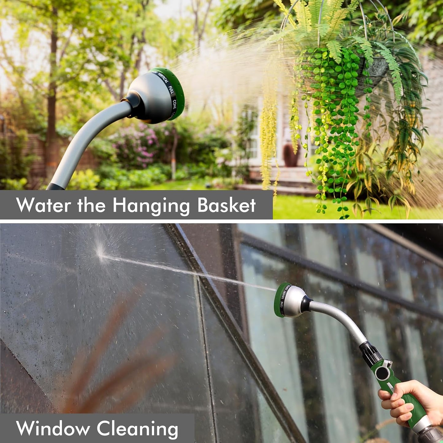 RESTMO Watering Wand Heavy Duty, Metal Garden Hose Wand with 10 Spray Patterns, 15-Inch Long Hose Nozzle Sprayer with Thumb Flow Control, Ideal to Water Hanging Baskets and Shrubs