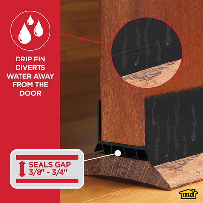 M-D Building Products Vinyl Cinch U-Shape Door Bottom Seal, Slide-On Weatherstripping Draft Stopper, Easy to Install, Fits 36” x 1-3/4” Doors, Fills 3/8”- 3/4” Gaps, 43337, Brown