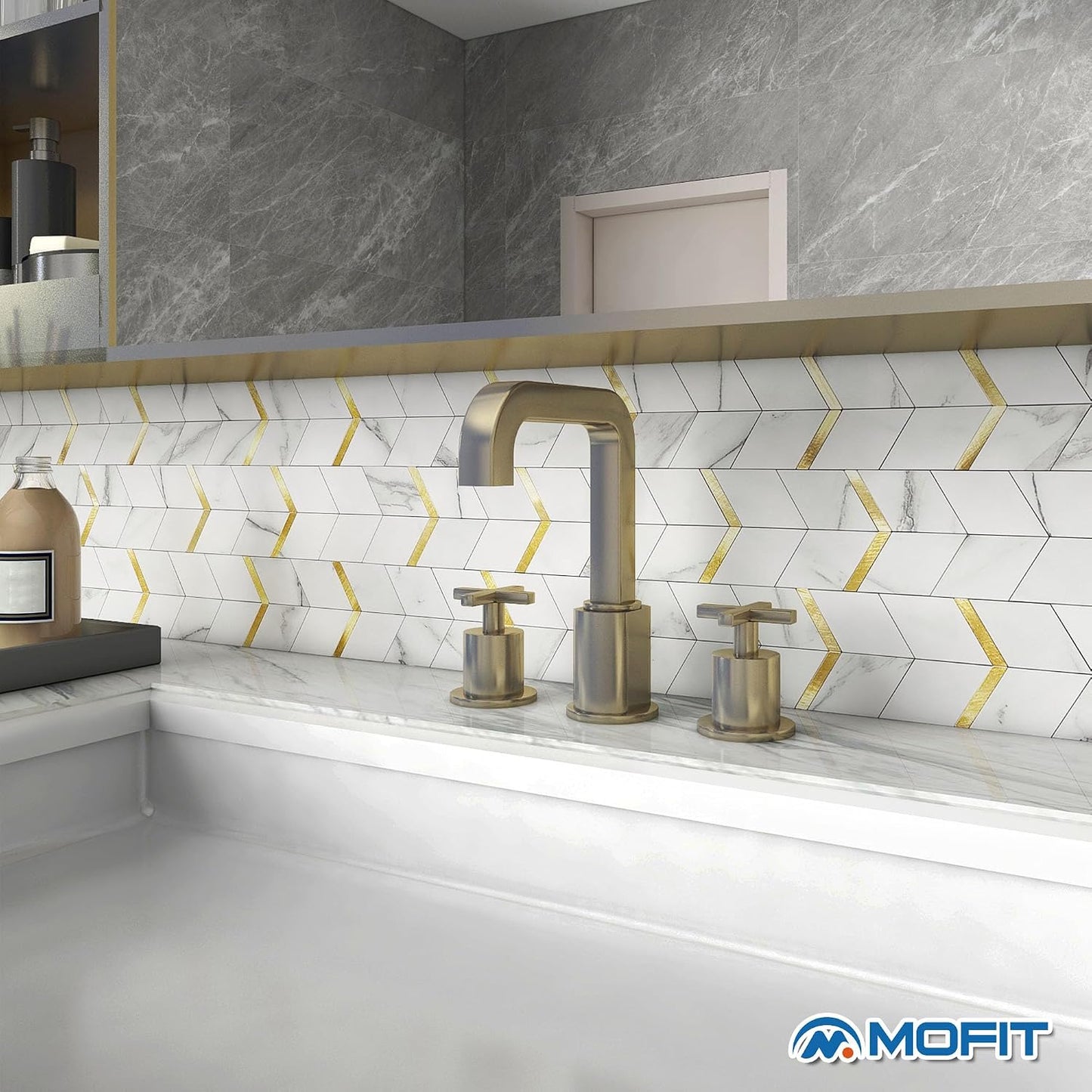 MOFIT Peel and Stick Backsplash for Kitchen,3D Wall Panel Peel and Stick Tile Self Adhesive Backsplash for Bathroom Tile Stickers Diamond (5Sheets,Blue Green Gray)