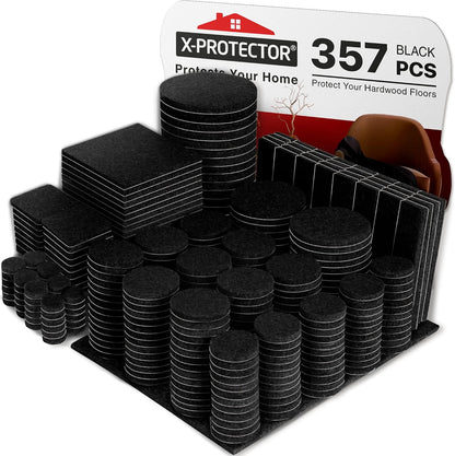 X-PROTECTOR 357 pcs Premium Huge Pack Felt Furniture Pads! Quantity of Furniture Sliders with Many Big Sizes – Your Ideal Floor Protectors. Protect Your Hardwood & Laminate Floor!