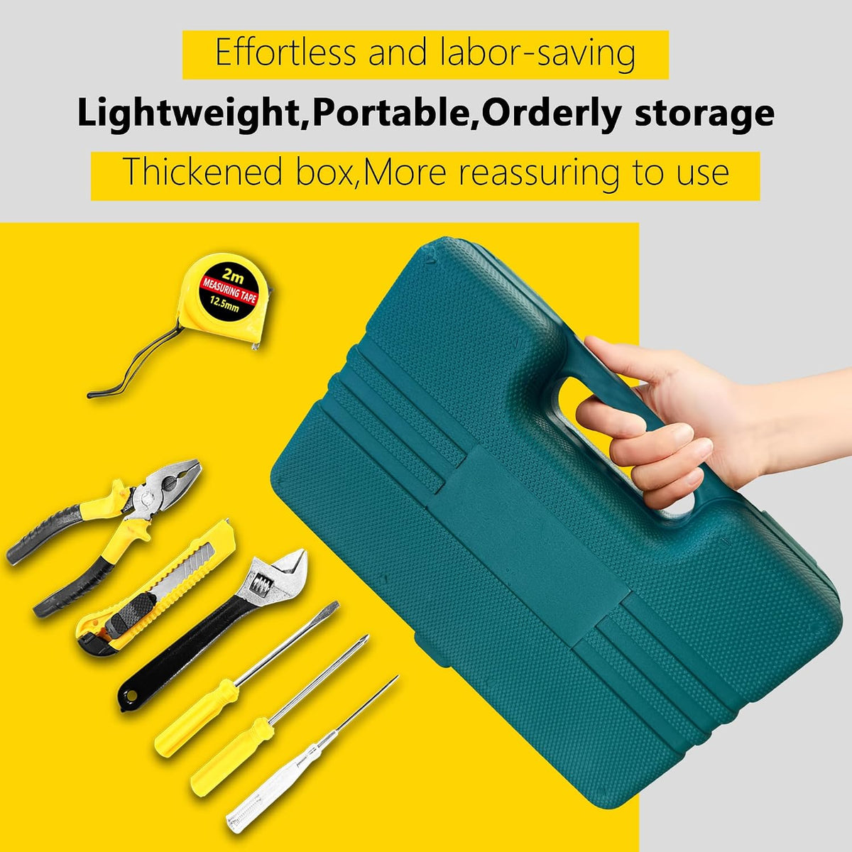 MAYWILLA 8 Piece Hand Tool Kit Basic Set,General Household Repair Small Home Tool Kit with Storage BoX for Car Maintenance,Home,DIY,Office,Garage