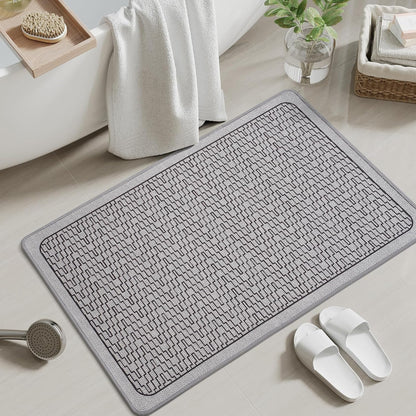 YDKGL Ultra Thin Bathroom Rugs Mat Quick Dry Absorbent Non Slip Bath Mat Bath Mats for Bathtub Mat Bathroom Carpet Fit Under Door Washable Floor Rubber Half Round Bath Rugs Grey 16x24