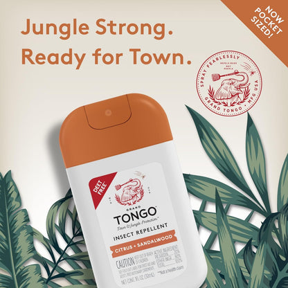 Grand Tongo DEET-Free Insect Repellent Spray, 12 Hour Mosquito Protection, Picaridin Pocket Pump Spray, 1 oz Travel Size, Citrus + Sandalwood, 3 Pack
