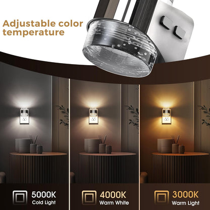 L LOHAS LED Night Light, Bubble Night Lights Plug into Wall,2 Pack 3000K/4000k/5000K Adjustable Color Temperature Night Light,Dimmable Nightlights with Dusk to Dawn Sensor for Rooms Bathroom Hallway