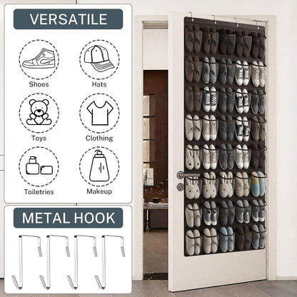 40 Large Mesh Pocket Over the Door Shoe Organizer,Hanging Shoe Rack for Door,Hualleko Shoes Organizer Hanger with Large Capacity, Shoes Storage Holder Sturdy Non-woven Fabric - Stores 20 Pairs (White)