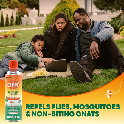 OFF! Outdoor Insect & Mosquito Repellent Fogger, Backyard Pretreat, Kills & Repels Insects in an up to 900 sq, ft, Area, 16 oz (Pack of 2)