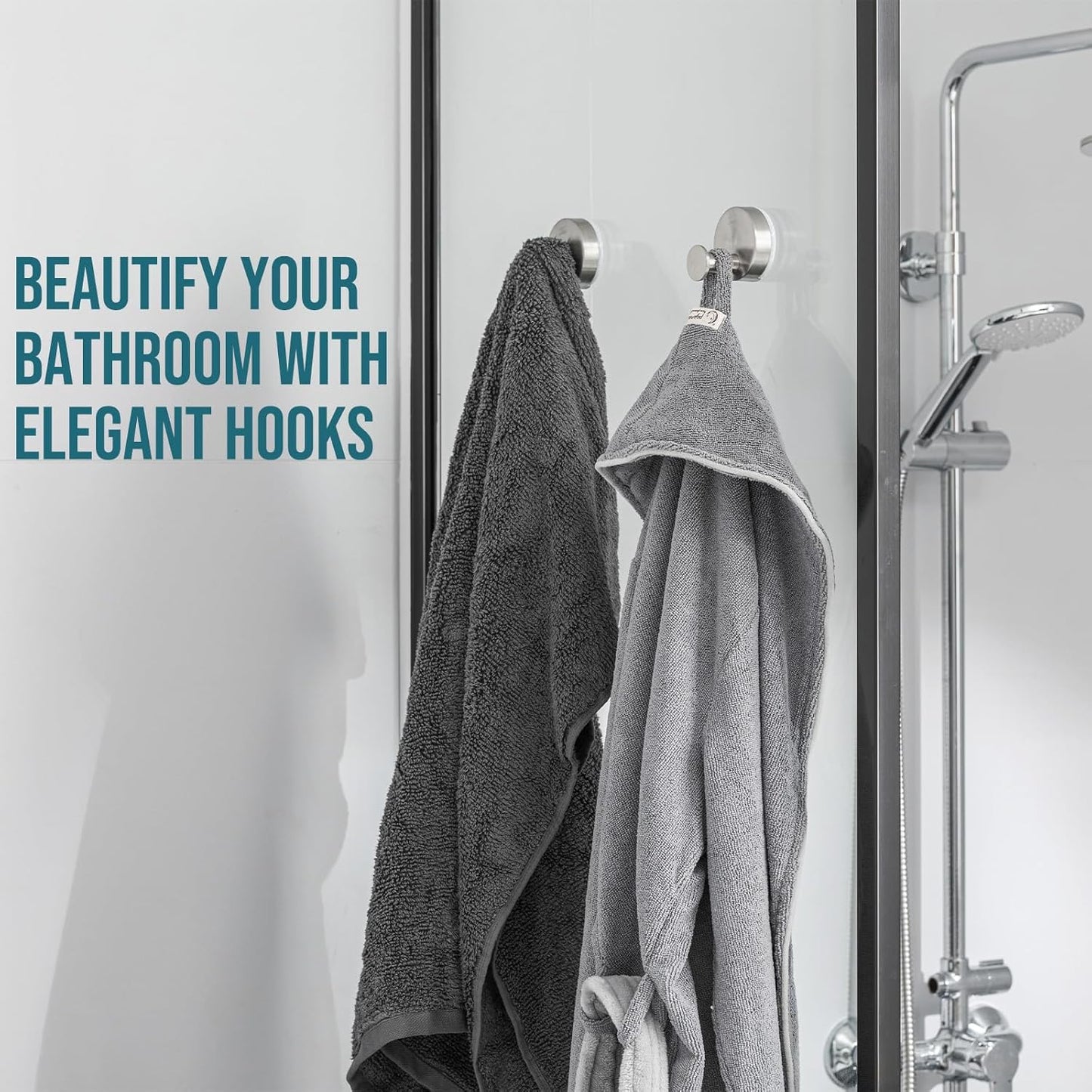 TAILI Suction Cup Razor Holder in Shower 2 Pack, Towel, Loofah, Shaver Holder for Bathroom Wall, Powerful Suction Cup Shower Hooks, Easy to Install and Reuse, White
