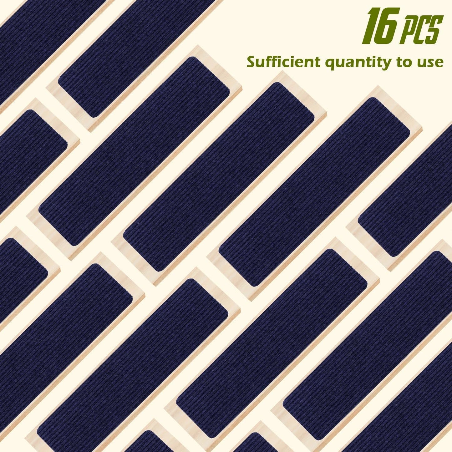 Stair Treads Non-Slip 16 Pack 8"x30" - Carpet Stair Runner for Indoor Wooden Steps with TPE Backing & Anti-Skid Surface, Reusable Adhesive Safety Rug for Kids/Elder/Pet-Friendly - Brown