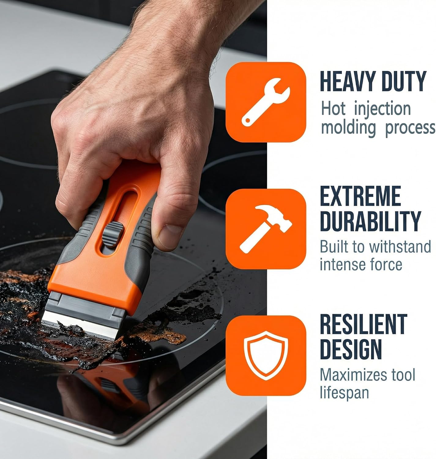 Razor Blade Scraper 2 Pack with 20 Replacement Blades, Retractable Safety Lock Glass Scraper Tool for Removing Stickers Labels Paint Adhesive from Windows Cooktop Stove Oven Door Tile, Handheld Tools
