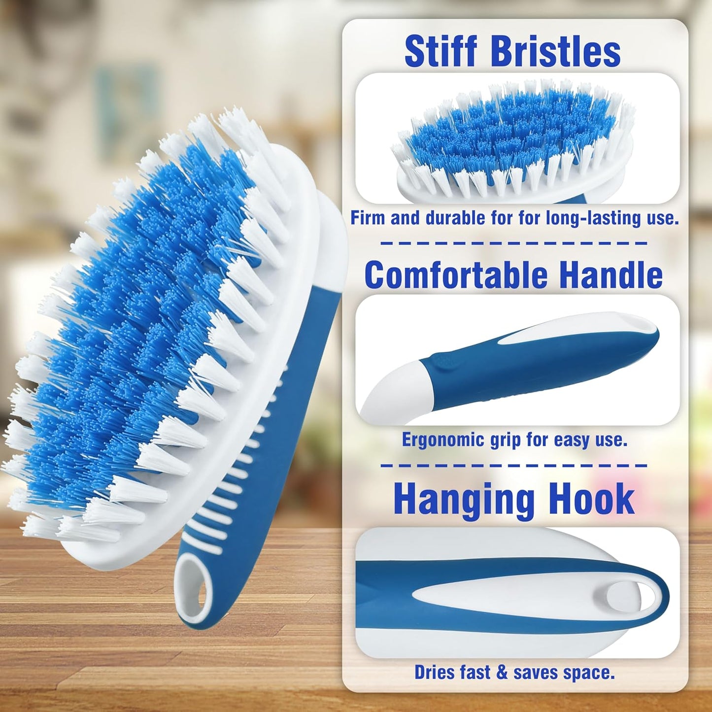 Scrub Brush, 2 Pack Household Cleaning Brushes with Stiff Bristles, Scrubbing Brush for Carpet, Shower, Bathtub, Kitchen, Pool Tile, Bathroom Scrubber, Small