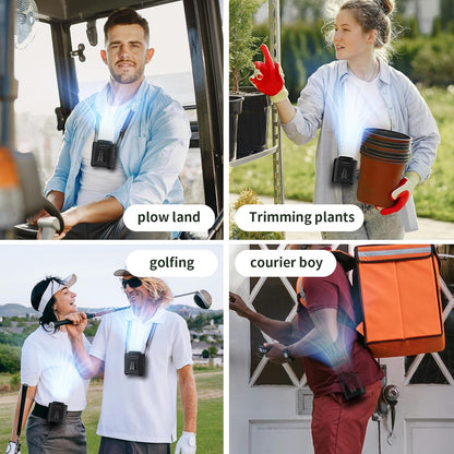Socool 10000mAh Portable Waist Fan Clip on Wearable Belt Personal Fan Rechargeable Battery operated With 5 Speeds & Flashlight Neck Hands-Free 40H Cooling For Outdoor Camping Travel (Gray）