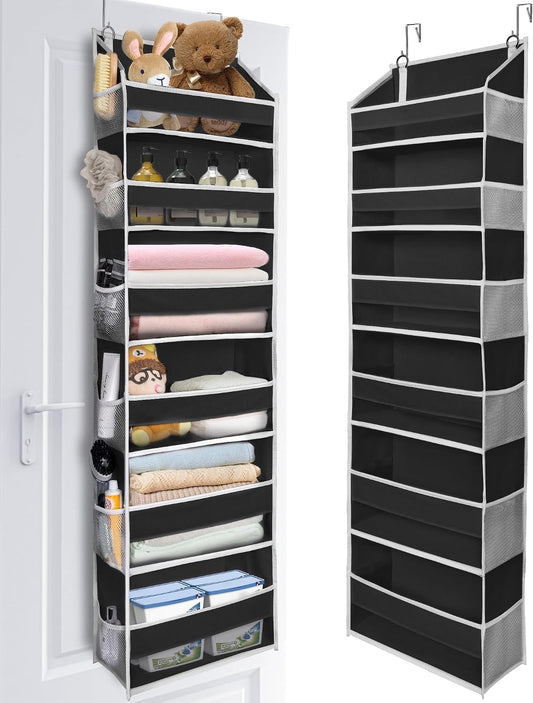 ULG Over The Door Organizer with 6 Large Pockets 12 Side Pockets, 50lbs Weight Capacity Door Hanging Organizer for Bedroom, Bathroom, Pantry, Nursery Storage, Beige