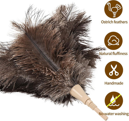 Extendable Cleaning Duster 94 Inch - Long Telescoping Ostrich Feather Dusters with Stainless Steel Extension Pole for High Ceiling Fan, High Ceilings,Roof Dusting