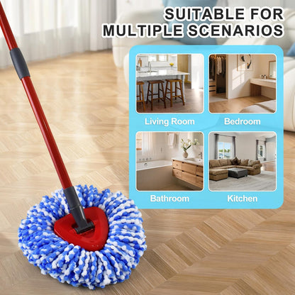 Mop Head Replacement for O Cedar, Spin Mop Replacement Head for Ocedar Easywring 1 Tank System, Mop Heads Includeds 4 Mop Replacement Heads , 1 Spin Scrub Brush & 1 Base