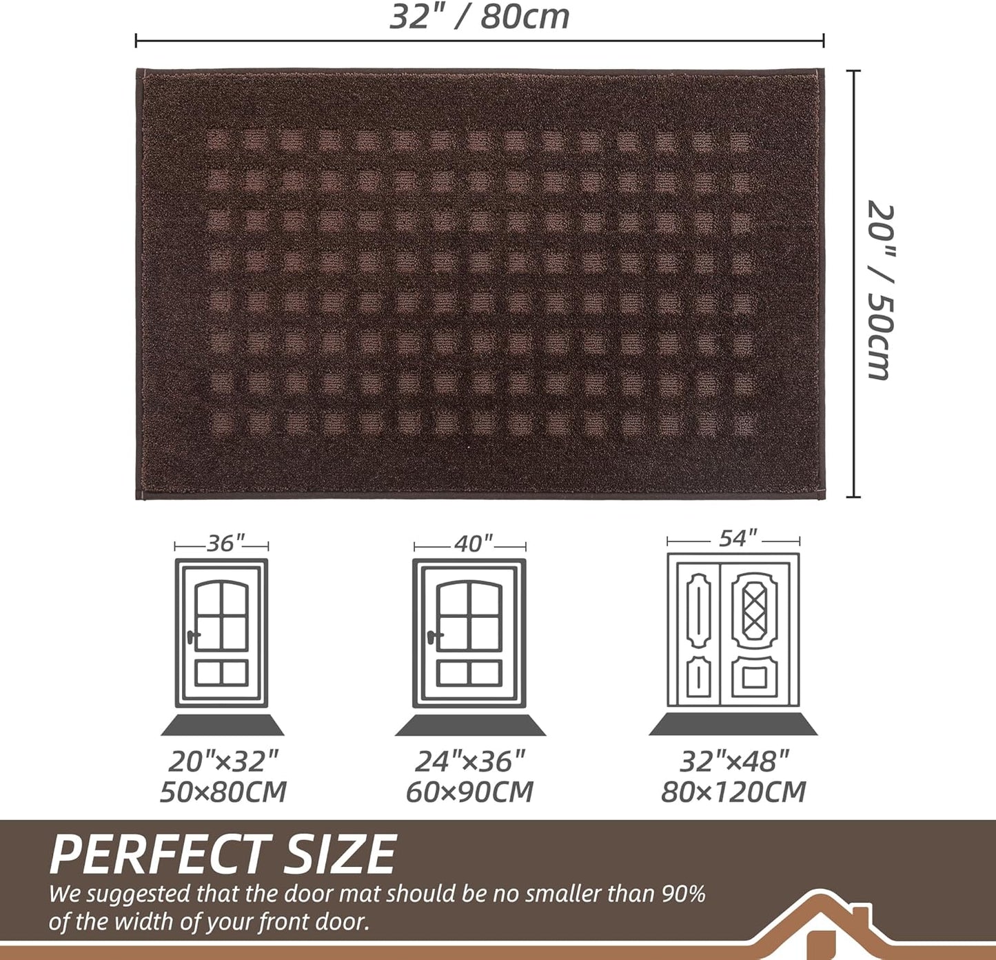 BEQHAUSE Dirt Trapper Door Mats 20"x32", Non-Slip Waffle Doormat Indoor Entrance Low-Profile, Dirt Resist and Absorbent Entryway Rugs Washable Inside Welcome Floor Mat for Front Back Door, Beige