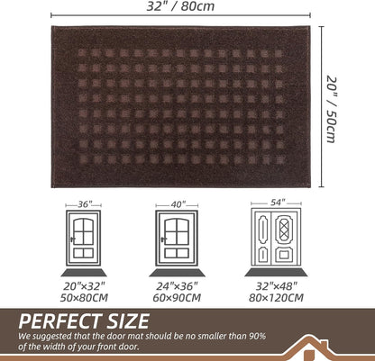 BEQHAUSE Dirt Trapper Door Mats 20"x32", Non-Slip Waffle Doormat Indoor Entrance Low-Profile, Dirt Resist and Absorbent Entryway Rugs Washable Inside Welcome Floor Mat for Front Back Door, Beige