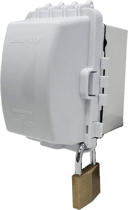 Sealproof 1-Gang Weatherproof In Use Outlet Cover | Horizontal/Vertical Outdoor Plug and Receptacle Protector, Lockable Bubble Cover, UL Extra Duty Compliant, 18 Configurations, Gray