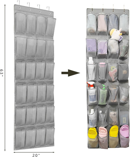 Over The Door Shoe Organizer with 24 Large Breathable Mesh Pockets Sturdy Closet Door Shoe Storage Holder Hanging SimpleHouseware Men Women Kids Shoe Holder for Rack (Black)