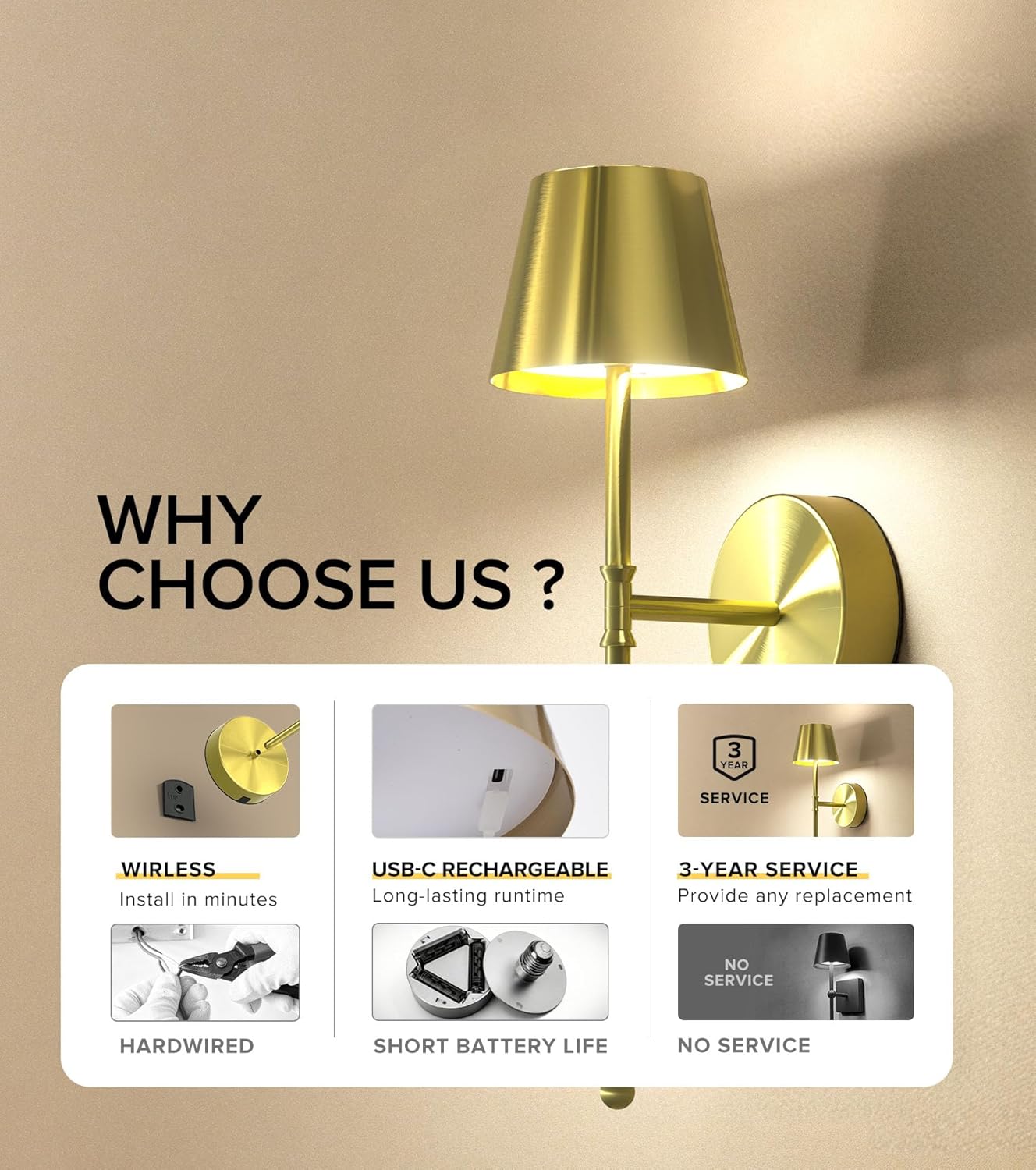UME Wireless Sconces Set of 2 with Remote, 5200mAh Battery Powered Sconces - Small Rechargeable Sconces w/ 3 Color Temps & 5 Brightness Levels for Bedroom, Living Room, Wall Painting, Cafe (Black)
