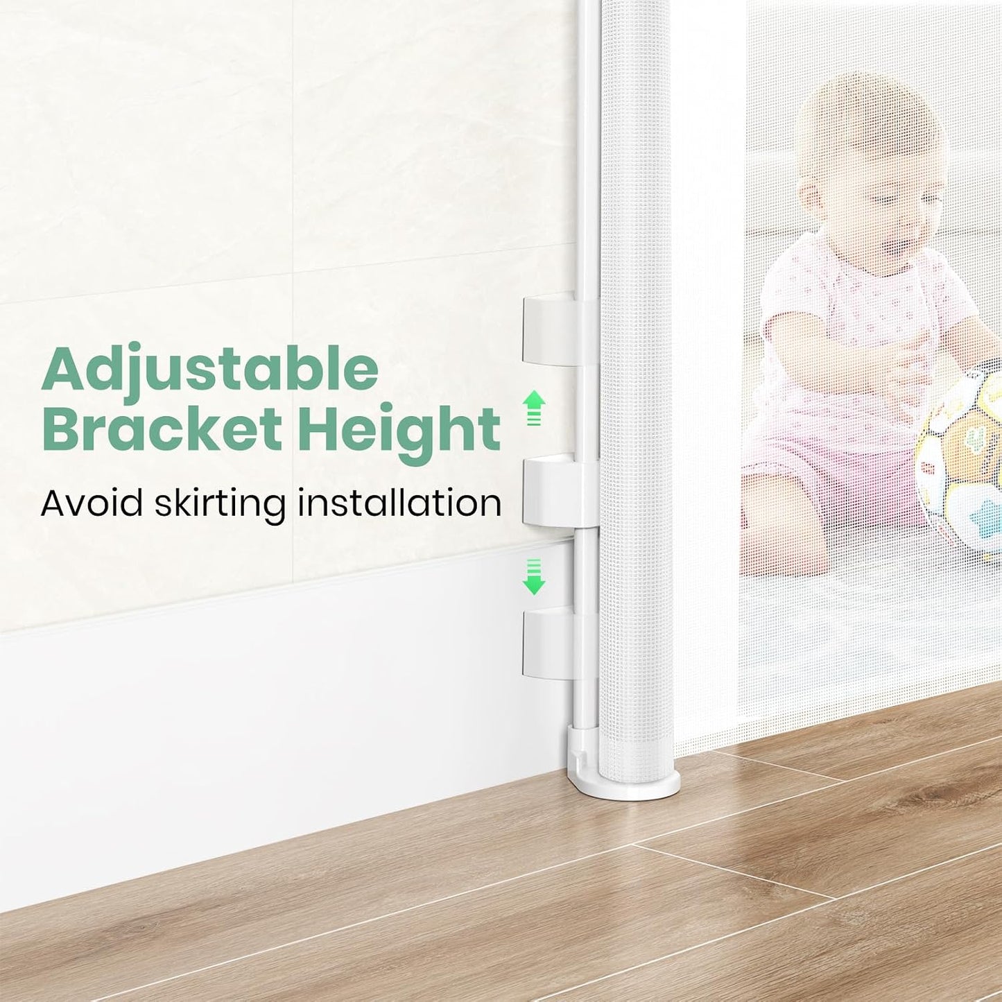 HAMOPY Retractable Baby Gate, 33" Tall, Extends up to 55" Wide, Durable Auto-Lock Baby Gates for Stairs, Mesh Dog Gate and Child Safety Gates for Doorways, Hallways, Indoor, Outdoor(Black)