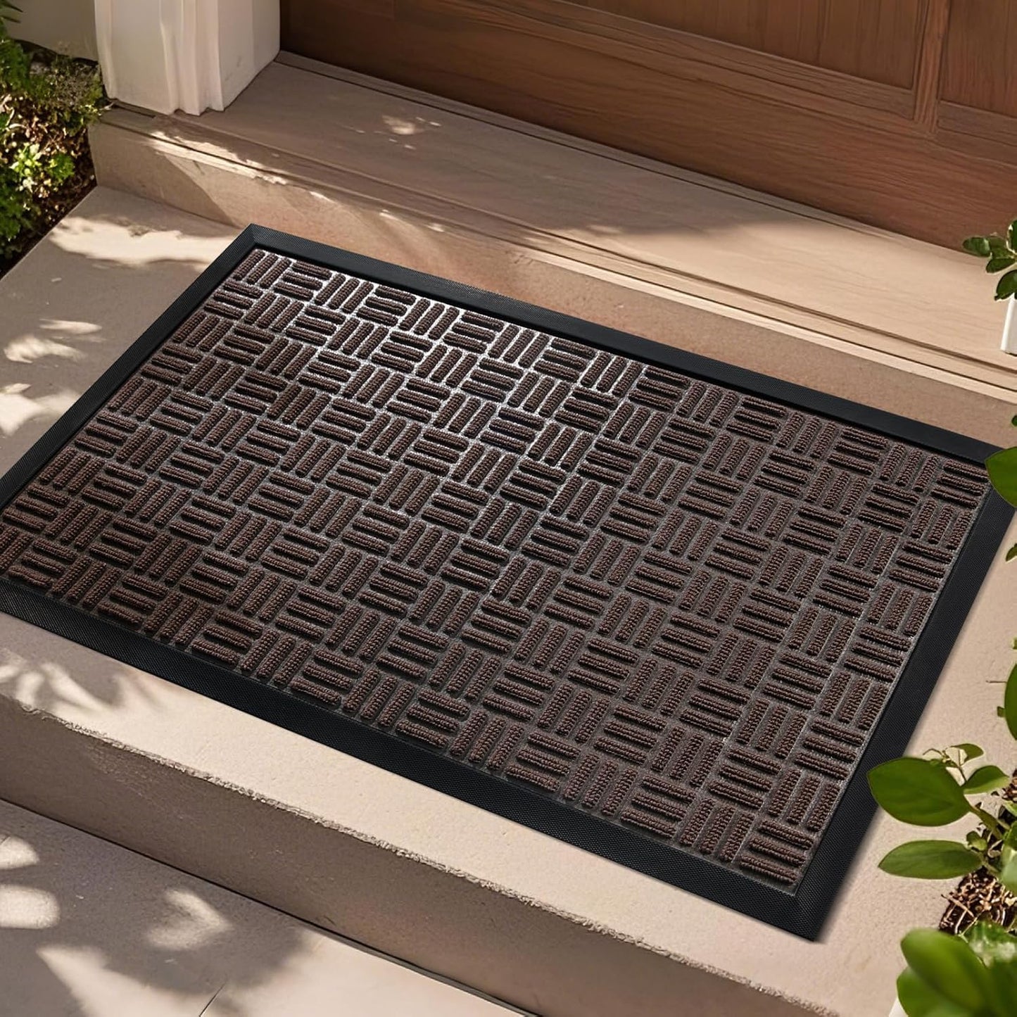 Mibao Front Door Mat, Heavy Duty Durable Welcome Mat for Outdoor Indoor, Dirt Trapper Waterproof Super Absorbent Door Mat for Entryway Outside Patio Porch, 29.5" x 17", Grey