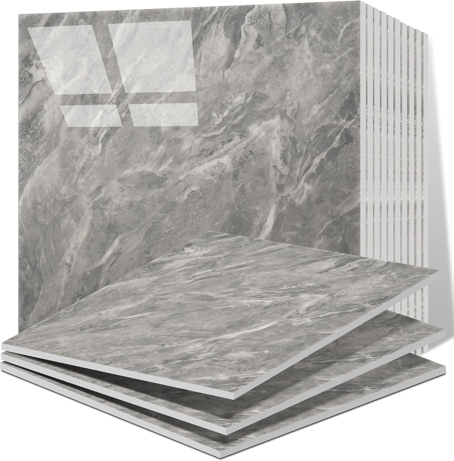 Vieshful 20pcs Peel and Stick Backsplash Tile，12"x12" Self Adhesive Marble Tile for Wall, PVC Waterproof Shower Wall Panels, Back Splash Stick on Tiles for Kitchen Bathroom Living Room (Not Real Tile)