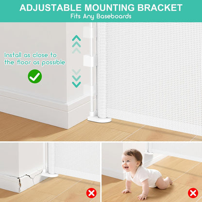 71 inch Retractable Baby Gates, EZIGO Extra Wide Baby Gate for Large Opening Extra Long Mesh Gate for Kids or Pet Dog Gate Child Safety Gate for Stairs Hallways Doorway Indoor Outdoor, Gray