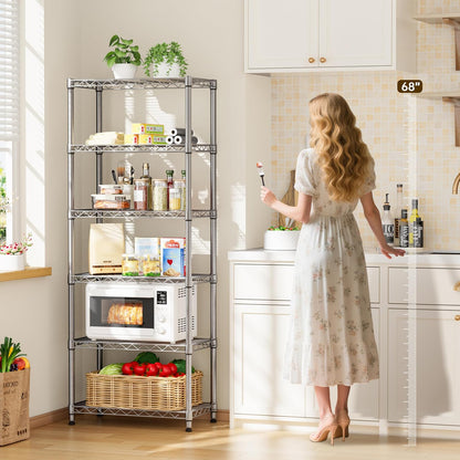 Golpart 4 Tier Adjustable Storage Shelves Metal Utility Shelf Wire Shelving Unit Organizer Rack for Home Kitchen Office Bathroom Pantry Room 12" D x 18" W x 44" H