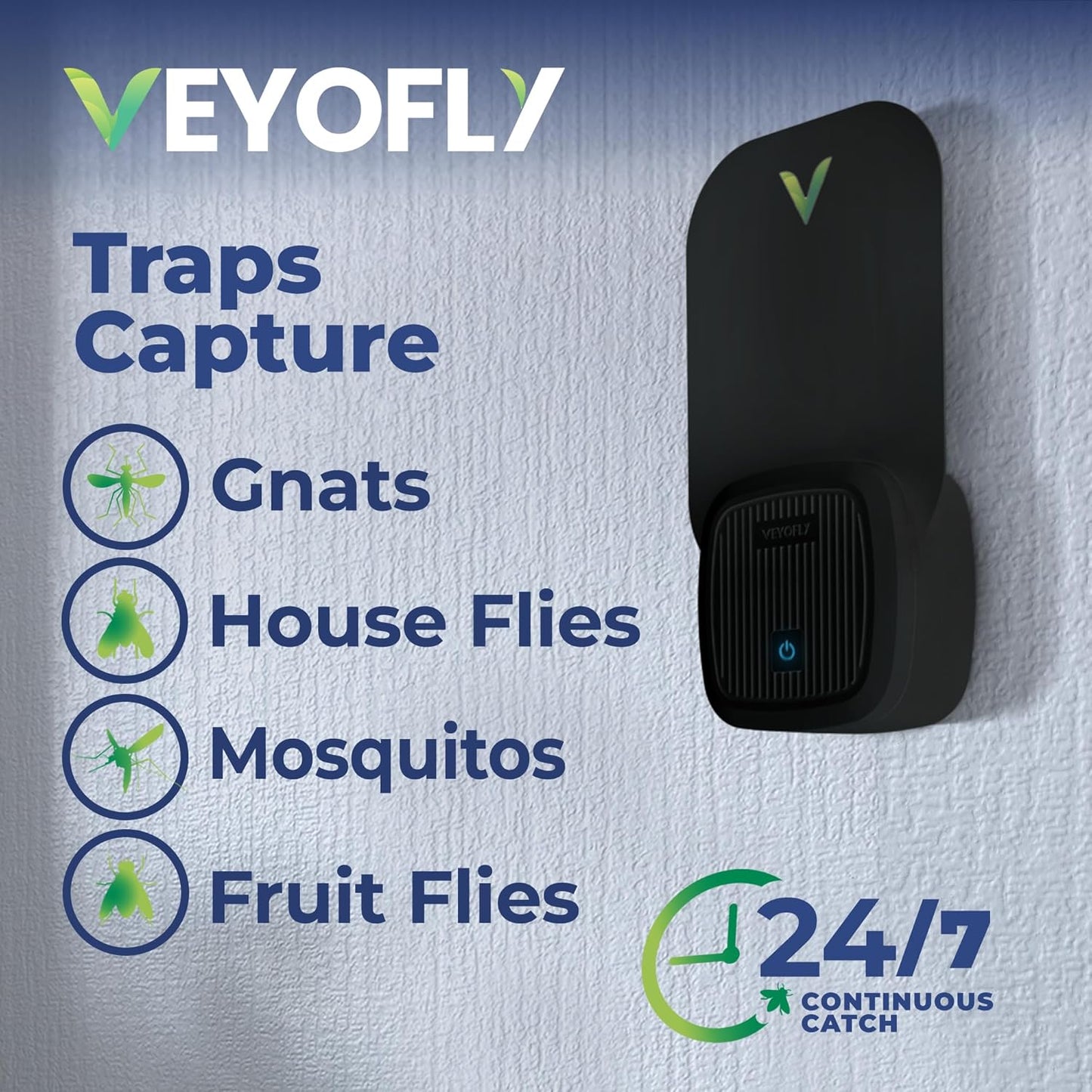 VEYOFLY Fruit Fly Traps for Indoors (2 Device + 4 Refills), Gnat Trap Indoor Plug in, Bug Traps, Flying Insect Trap, Gnat Traps for House Indoor, Fly Trap Indoor for Home Bug Light, Gnats Catcher
