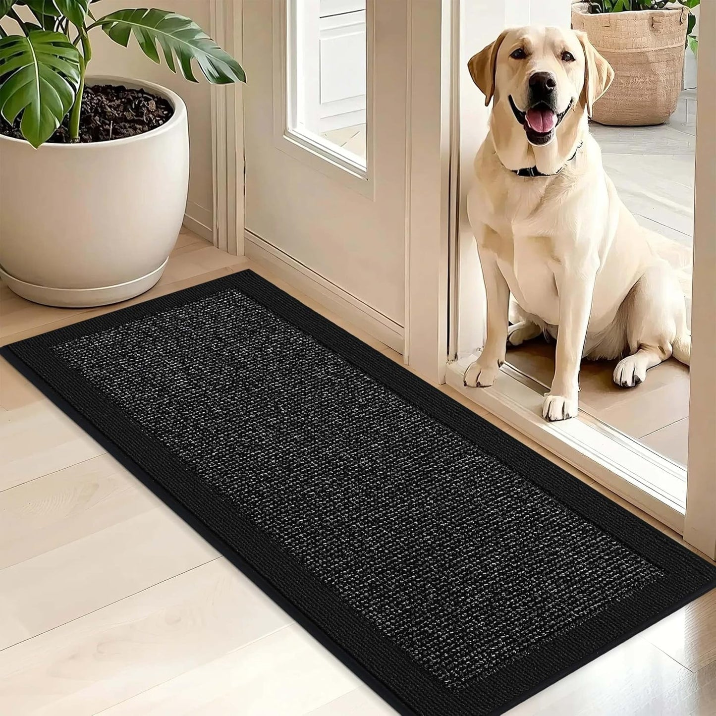 BEQHAUSE Indoor Door Mat 20" x 32", Dirt Trapper Door Mats Non-Slip Entryway Rugs Washable, Resist Dirt Absorbent Welcome Mat, Low Profile Floor Mats for Front Back Door and Entryway, Taupe