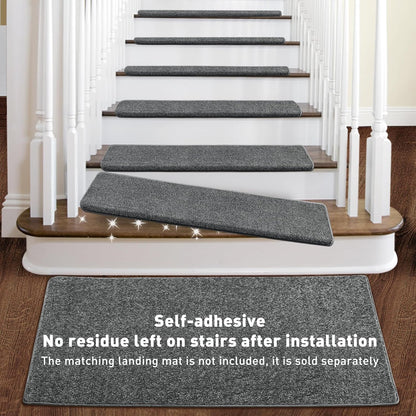PURE ERA Carpet Stair Treads Tape Free Non Slip Indoor Stair Carpet Stair Protectors Pet-Friendly Non-Slip Skid Resistant Washable Reusable 8" x 30"(2 Pieces,Black)