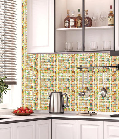 Yoillione Peel and Stick Backsplash for Kitchen: Self Adhesive Wall Tiles for Bathroom - Vinyl Thick Back Splash Tile (10, Light Coffee)