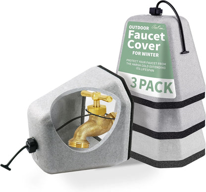 Outdoor Faucet Cover 3 Pack - Thickened Foam Insulated for Winter Freeze Protection, Reusable Hose Bib and Water Spigot Covers for Outside