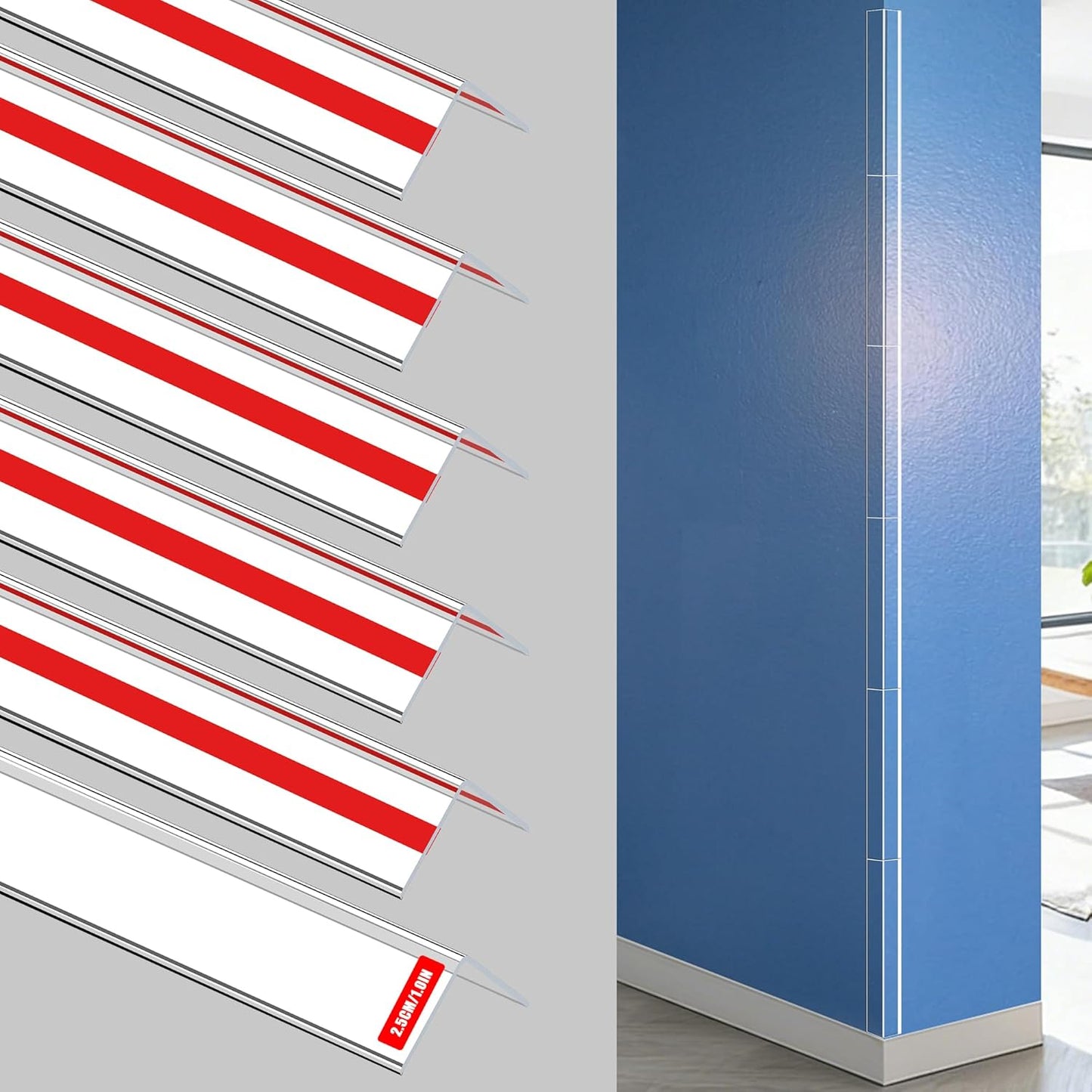 Wall Corner Protector, Walls Edge Protector，Self-Adhesive Wall Corner Guards,PVC Double Side Edge Protector， Furniture Stairs Guard (Gray 2PCS 90cm/35.4in)