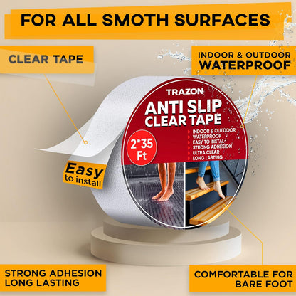 Grip Tape - Heavy Duty Anti Slip Tape for Stairs Outdoor/Indoor Waterproof 4Inch x 35Ft Safety Non Skid Roll for Stair Steps Ramp Traction Tread Staircases Grips Adhesive Non Slip Strips Walk Black