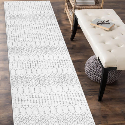 Lahome Moroccan Entry Rug 2x3, Non-Slip Washable Front Indoor Door Mat Rubber Backing Low-Profile Door Rugs, Small Geometric Print Distressed for Entryway Bathroom Kitchen, Black Hana