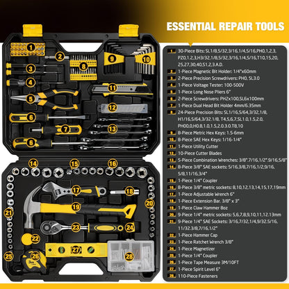 248-Piece Tool Set - General Household Hand Tool Kit with Plastic Toolbox Storage Case for Men, Home Repair, DIY Projects