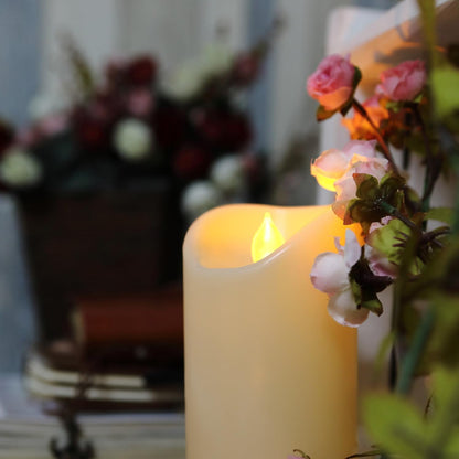 CANDLE CHOICE Waterproof Outdoor Battery Operated Flameless Candles with Remote Timer Plastic Flickering Fake Electric LED Pillars for Lantern Garden Wedding Christmas Decorations 3x4 Inches 3 PCS