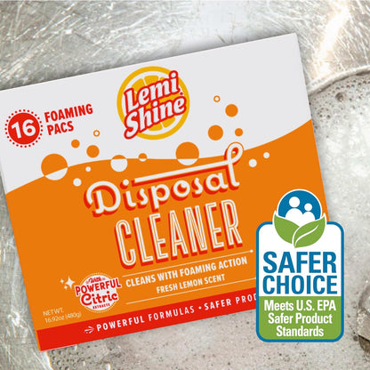 Lemi Shine Garbage Disposal Cleaner and Deodorizer Powered By Citric Acid | Foam Cleaner For Kitchen Garbage Disposal with a Natural, Fresh Lemon Scent (2 Count)