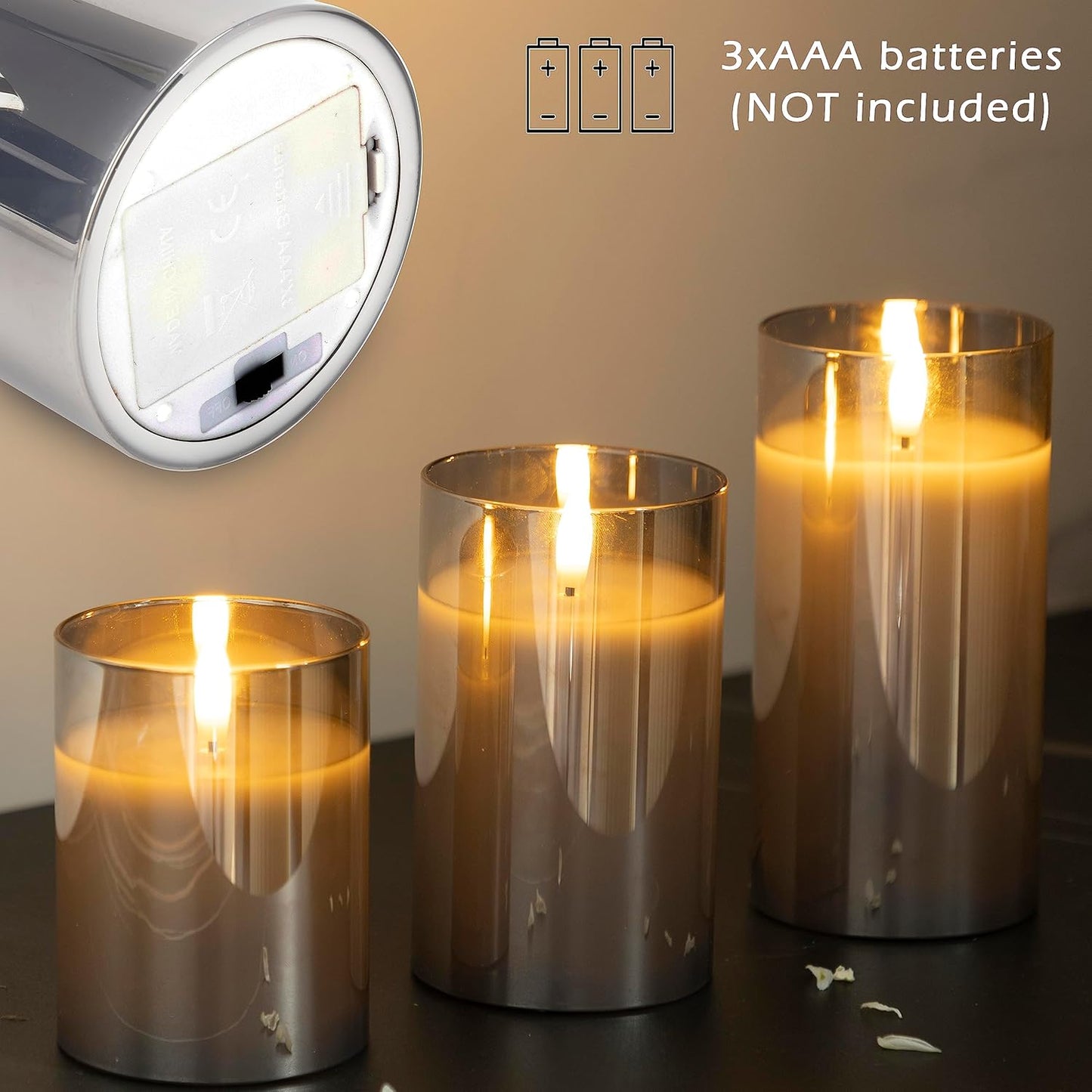 LUSHARBOR Flameless Candles with Remote, 3 Pack Battery Operated Candles Flickering Real Wax LED Fake Pillar Candles with Timer for Wedding Home Party, White