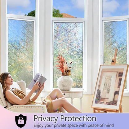 KESPEN Window Privacy Film Frosted Glass Heat Control UV Blocking Privacy Window Film for Glass Windows Static Cling Non-Adhesive Door Coverings Decals for Bathroom Home Office,17.5 Inch X 6.5 Feet