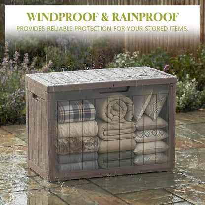 Waterproof Outdoor Storage Box Outside Deck Box Lockable Resin Bench UV Resistant Furniture Cushion Pool Tool Float Bin Patio Garden Porch (Black, 120 Gallon)