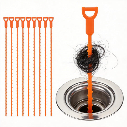 20 Inch Drain Snake, Drain Clog Remover – Reusable Flexible Snake Drain Hair Removal Tool for Sink, Drain Snake Hair Removal – Easy Use Plumbing Unclogger for Toilet, Bathroom Tub & Sewer (10 Pack)
