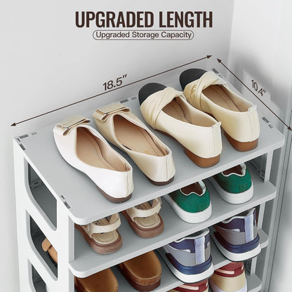 TRZZ 5-Tier Small Shoe Rack, Vertical Narrow Stackable Organizer with Removable Partition, Efficient Shoe Storage for Closet, Entryway, and Small Spaces (Black) | Removable Partition, Vertical Efficient Shoe Storage, for Closet, Entryway, Small Spaces
