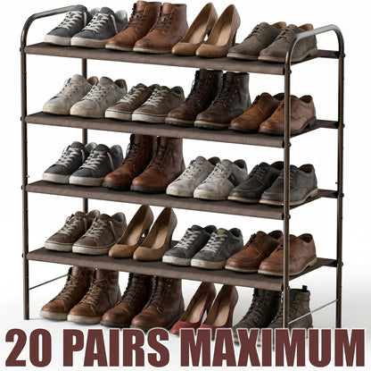Simple Houseware 3-Tier Shoe Rack Storage Organizer, Grey – Space-Saving Shoe Shelf, Holds 9–16 Pairs, Sturdy Metal Frame, Easy Assembly – Closet, Entryway, Bedroom Shoe Storage Solution